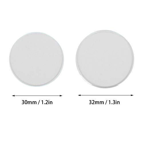 Reloj Glas, 2PCS 30mm 32mm Reloj redondo plano Lente de cristal Piezas de repuesto de vidrio para reparación de relojeros