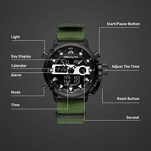 Reloj Hombre Digital Militar Reloj Analogico Digital Hombre Grandes Deportivo Cronometro LED Relojes de Pulsera Impermeable Calendario