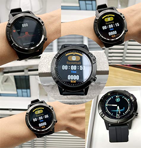 Reloj inteligente deportivo para hombres y mujeres, monitor de frecuencia cardíaca y presión arterial, podómetro, actividad impermeable, reloj inteligente con banda para ejercicios ( Color : Black )