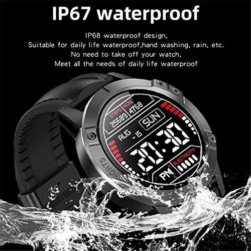 Reloj inteligente deportivo para hombres y mujeres, monitor de frecuencia cardíaca y presión arterial, podómetro, actividad impermeable, reloj inteligente con banda para ejercicios ( Color : Black )