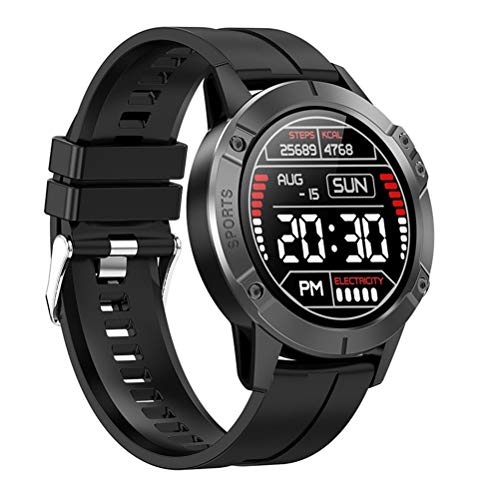 Reloj inteligente deportivo para hombres y mujeres, monitor de frecuencia cardíaca y presión arterial, podómetro, actividad impermeable, reloj inteligente con banda para ejercicios ( Color : Black )