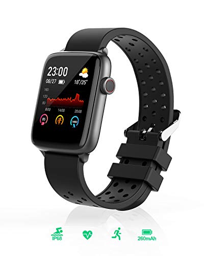 Reloj Inteligente Hombre, BlitzWolf Smartwatch para Hombre de 1,54" con Pantalla Táctil, IP68 Reloj Inteligente Deportivo, Rastreador de Actividad, Menú Dual, Monitor de Salud y Seguimiento Deportivo