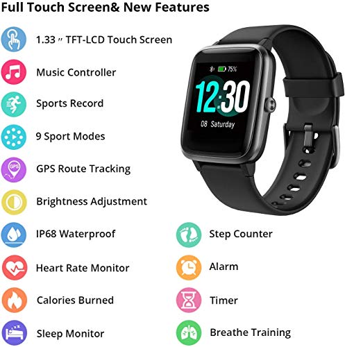 Reloj Inteligente Mujer Hombre, Smartwatch con Pulsómetro, Pulsera Actividad Inteligente con Cronómetros Podómetro Caloría,Monitor de Sueño, Impermeable IP68 Mujer Reloj para Android iPhone