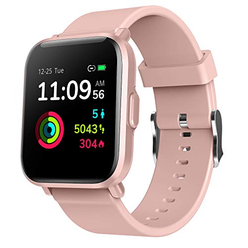 Reloj Inteligente Mujer Rosa, GRDE Smartwatch Fitness 24H Monitor de Oxigeno(SpO2)/Ritmo Cardíaco/Sueño, 5ATM Impermeable Reloj GPS Running con 18 Modo Deportivos, Reloj Pantalla Táctil con Podómetro