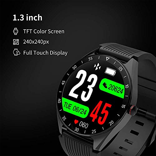 Reloj Inteligente Smartwatch IP68 Impermeable Reloj Deportivo Fitness con 1.3'' Pantalla Táctil Completa Pulsómetro,Monitor Sueño Calorías GPS,Podómetro,Reloj de Fitness para Hombre Mujer iOS Android