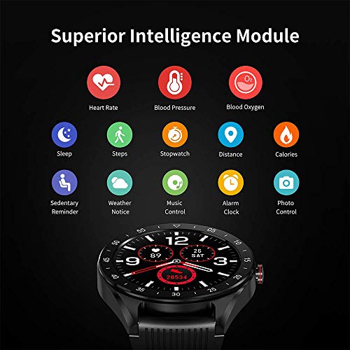 Reloj Inteligente Smartwatch IP68 Impermeable Reloj Deportivo Fitness con 1.3'' Pantalla Táctil Completa Pulsómetro,Monitor Sueño Calorías GPS,Podómetro,Reloj de Fitness para Hombre Mujer iOS Android