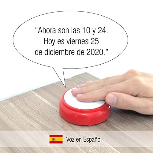 Reloj Parlante con Voz en Español - Para Personas con Discapacidad Visual, Ciegas, de Edad Avanzada, Alzheimer - Ideal como Regalo para Abuelos - Despertador con Alarma Sin Luz