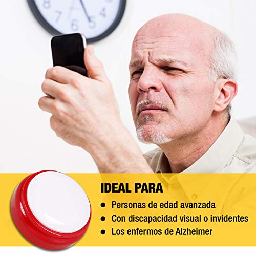 Reloj Parlante con Voz en Español - Para Personas con Discapacidad Visual, Ciegas, de Edad Avanzada, Alzheimer - Ideal como Regalo para Abuelos - Despertador con Alarma Sin Luz