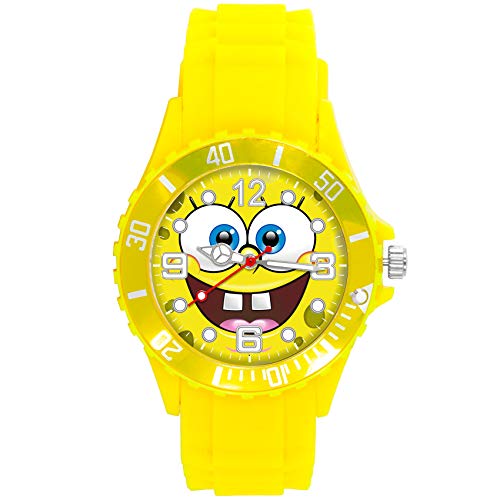 Reloj redondo de silicona amarillo para aficionados a la esponja