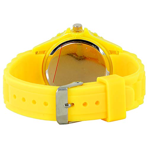 Reloj redondo de silicona amarillo para aficionados a la esponja