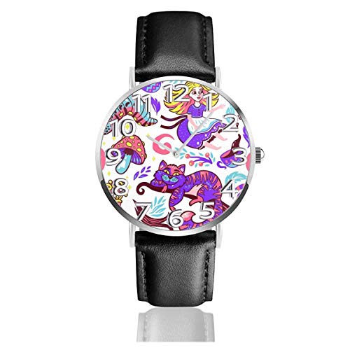 Relojes Anolog Negocio Cuarzo Cuero de PU Amable Relojes de Pulsera Wrist Watches Alicia de Cuento de Hadas de Dibujos Animados Lindo