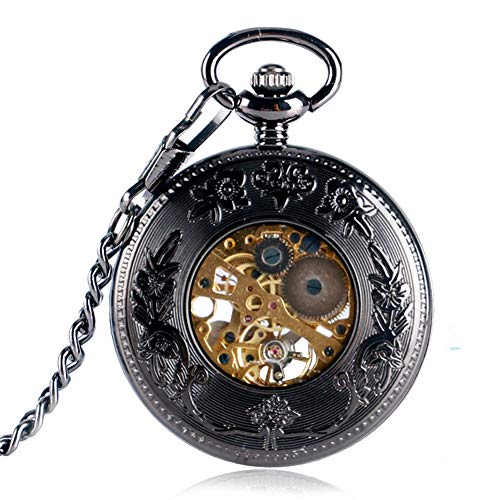 Relojes de Bolsillo mecánicos, para Enfermera, Negro, Elegantes, con cordón de Mano, Relojes de Bolsillo para Hombres y Mujeres, Caja de Rayas, Reloj de Bolsillo, Regalo – jlyshop