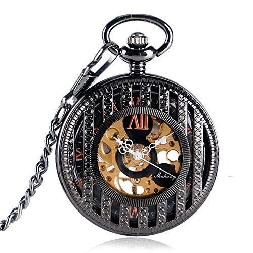 Relojes de Bolsillo mecánicos, para Enfermera, Negro, Elegantes, con cordón de Mano, Relojes de Bolsillo para Hombres y Mujeres, Caja de Rayas, Reloj de Bolsillo, Regalo – jlyshop