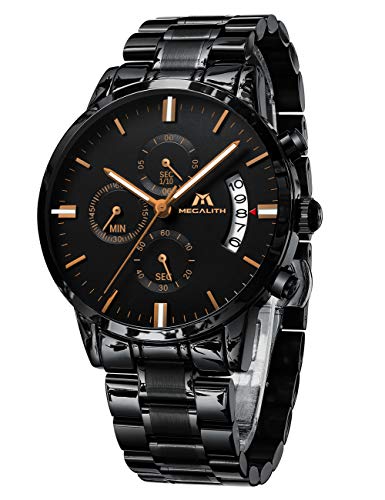 Relojes de Hombre Reloje Grandes de Pulsera Military Negro Cronógrafo Impermeable Acero Inoxidable Reloj para Hombres Calendario Analógico Relojes de Hombre Reloje Grandes de Pulsera Military Negro Cronógrafo Impermeable Acero Inoxidable Reloj para Hombres Calendario Analógico