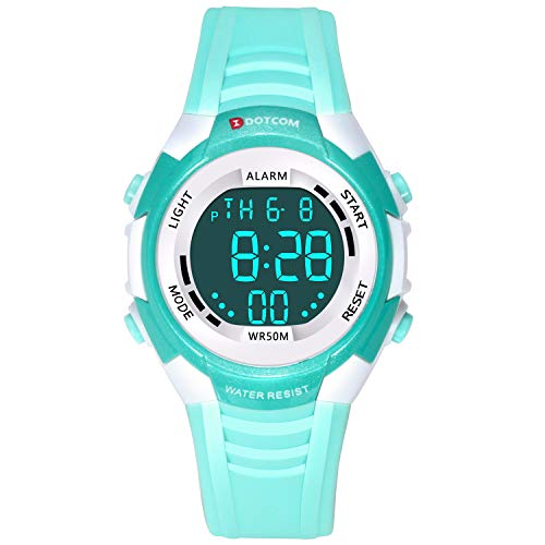 Relojes de Pulsera Electrónicos para Niños Niños Digital Relojes Deportes–5 ATM Reloj Deportivo Impermeable al Aire Libre con Alarma Cronómetro Luces de Colores de Fondo (Verde-1)