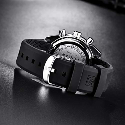 Relojes Hombre BENYAR Cronógrafo Analógico Cuarzo 3bar Impermeable Silicona Deportivo Diseño Casual de Negocios Relojes de Pulsera Regalo Elegante para Hombre