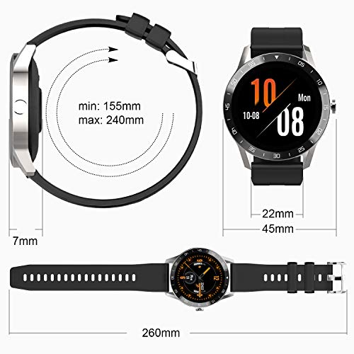 Relojes Inteligentes Hombre Mujer, Gretel Smartwatch - Pulsómetro, Monitor de Sueño, Cronómetros, Notificación Inteligente, Impermeable IP68, Pulsera Actividad Inteligente Compatible con Android y iOS