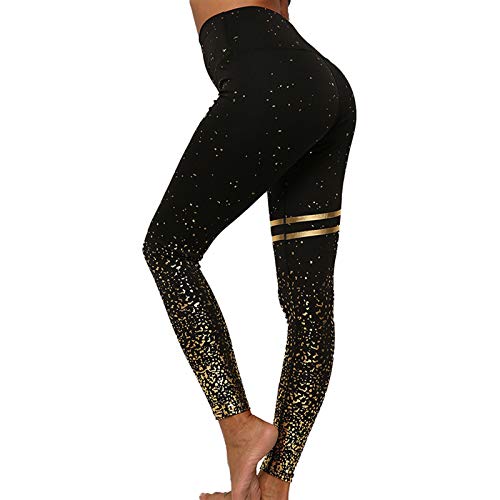 Remebe Pantalones de yoga de cintura alta para mujer Correr Correr Yoga Ejercicio Entrenamiento Gimnasio Deporte Pantalones elásticos de lámina dorada Remebe Pantalones de yoga de cintura alta para mujer Correr Correr Yoga Ejercicio Entrenamiento Gimnasio Deporte Pantalones elásticos de lámina dorada