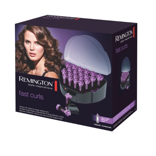 Remington Fast Curls KF40E - Kit de Rulos Calientes para el Pelo, Teflón, Iónicos, Horquillas, 20 Rulos, Negro y Morado