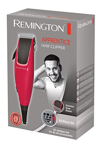 Remington HC5018 Apprentice - Kit Máquina de Cortar Pelo y 10 Piezas, Cortapelos con Cuchillas Acero Inoxidable, Rojo