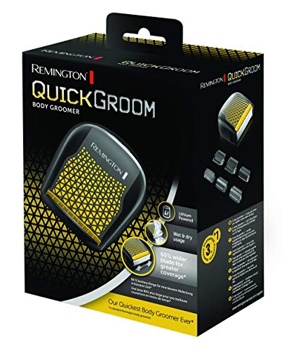 Remington Quickgroom BHT6450 Afeitadora Corporal, Cuchillas Anchas, Inalámbrica, Uso Seco y Mojado, Negro y Amarillo