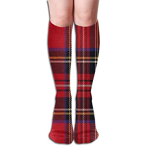remmber me Calcetines rojos hasta la rodilla de cuadros escoceses de algodón Medias largas hasta la rodilla de algodón 50 impresión completa