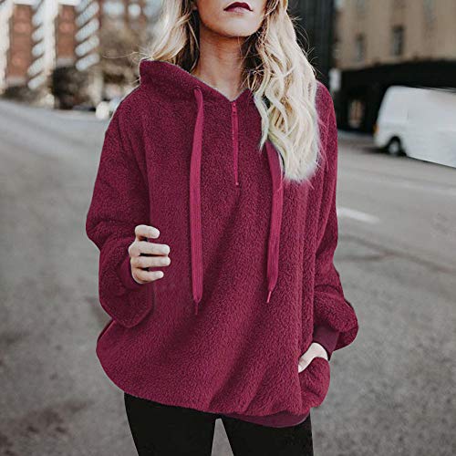 Reooly Caliente y Esponjoso Tops Liquidación Venta Mujer Sudadera con Capucha 2019 Suelta Tallas Grandes Jersey De Mujer Jersey Otoño Invierno Manga Larga Remata Abrigo Cálido