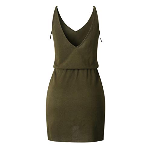 Reooly Encaje de Verano para Mujer con Cuello en V Irregular Halter sin Mangas Elegante Vestido de Mujer Vestido de Noche