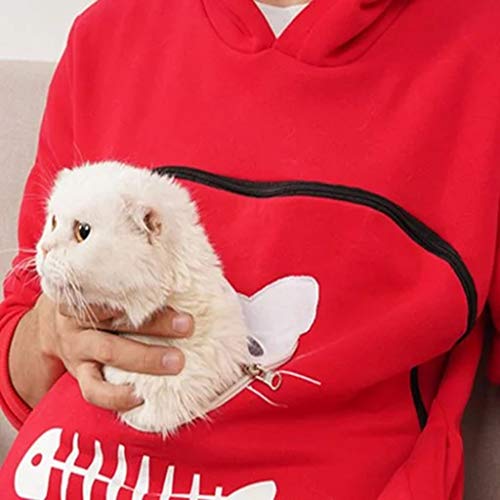 Reooly La Sudadera con Capucha Mujer con Capucha Animal Puede Llevar el Jersey Transpirable de Gato(Rojo,Small)