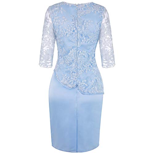 Reooly Nuevo Gran tamaño para Mujer, Costuras de Encaje, Cuello Redondo, Manga Corta, Vestido Corto de Longitud Media, Vestido de Noche de cóctel para Mujer Reooly Nuevo Gran tamaño para Mujer, Costuras de Encaje, Cuello Redondo, Manga Corta, Vestido Corto de Longitud Media, Vestido de Noche de cóctel para Mujer