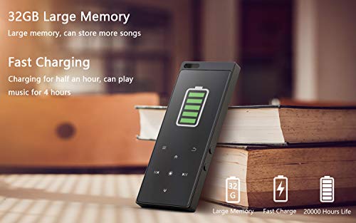 Reproductor MP3 IHOUMI de 32GB, Bluetooth 4.2, con Radio FM, Grabación, Pantalla de 1,8", Sonido HiFi, admite Tarjetas de hasta 128GB Reproductor MP3 IHOUMI de 32GB, Bluetooth 4.2, con Radio FM, Grabación, Pantalla de 1,8", Sonido HiFi, admite Tarjetas de hasta 128GB