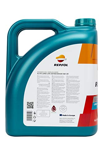 Repsol 543050 Aceite DE Motor Elite Long Life 50700/50400 5W30 5 litros, Multicolor, 5 L