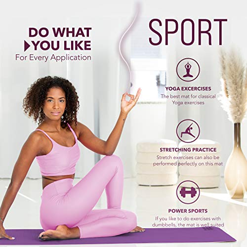 RE:SPORT Esterilla de Yoga, Pilates Antideslizante | Colchoneta de Gimnasia | Alfombrilla de Fitness y Deporte con Correa | 183 x 61 cm x 0,6 cm
