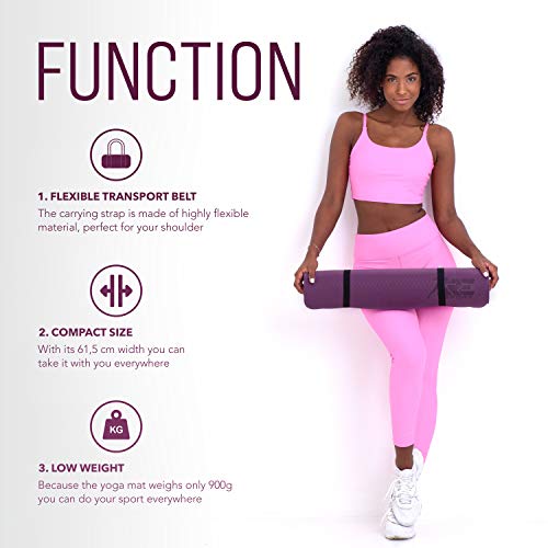 RE:SPORT Esterilla de Yoga, Pilates Antideslizante | Colchoneta de Gimnasia | Alfombrilla de Fitness y Deporte con Correa | 183 x 61 cm x 0,6 cm RE:SPORT Esterilla de Yoga, Pilates Antideslizante | Colchoneta de Gimnasia | Alfombrilla de Fitness y Deporte con Correa | 183 x 61 cm x 0,6 cm