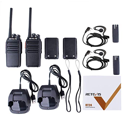 Retevis RT24 Walkie Talkie Recargable PMR446 sin Licencia 16 Canales CTCSS DCS Walkies Profesionales con Cargador USB y Auriculars (Negro,2 Pares) Retevis RT24 Walkie Talkie Recargable PMR446 sin Licencia 16 Canales CTCSS DCS Walkies Profesionales con Cargador USB y Auriculars (Negro,2 Pares)