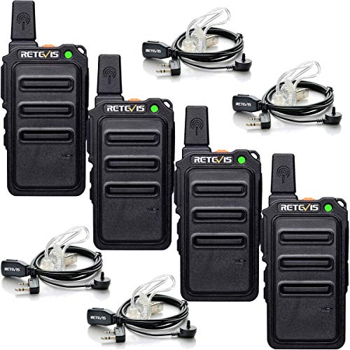 Retevis RT619 Walkie Talkie Profesional, PMR 446 sin Licencia 16 Canales, VOX 50CTCSS/210DCS, Recargable Transmisores-receptores, Radio Bidireccional con Auriculars para Familia, Viajes(Negro, 2 Par)