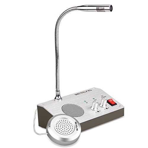Retevis RT9908 Intercomunicador Ventanilla Sistema de Intercomunicación Ventana Dual Walkie Talkie Micrófono de Base 3W y Micrófono Remoto para Mantener una Distancia Social Segura(Plata) Retevis RT9908 Intercomunicador Ventanilla Sistema de Intercomunicación Ventana Dual Walkie Talkie Micrófono de Base 3W y Micrófono Remoto para Mantener una Distancia Social Segura(Plata)