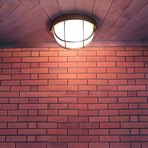 Retro Lámpara De Pared, Tabique Hermético De Aluminio Lámpara De Pared Náutica Al Aire Libre Redonda Al Aire Libre, Luz De Techo Del Balcón De Las Escaleras [Clase De Energía A]
