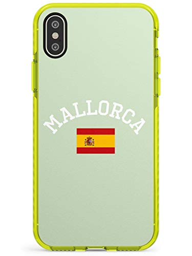 Retro Location & Flag Designs: Mallorca Neon Yellow Impact Phone Case for iPhone X/XS, for iPhone 10 | Protective Dual Layer Bumper TPU Silikon Cover Pattern Printed | Travel Wanderlust Country Cit Retro Location & Flag Designs: Mallorca Neon Yellow Impact Phone Case for iPhone X/XS, for iPhone 10 | Protective Dual Layer Bumper TPU Silikon Cover Pattern Printed | Travel Wanderlust Country Cit