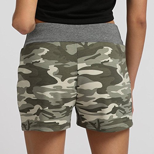 RETUROM-pantalones cortos -Pantalones Cortos para Mujer, Yoga de Entrenamiento de señora Summer Camouflage Yoga Hot Shorts Shorts Casuales (M, Verde)