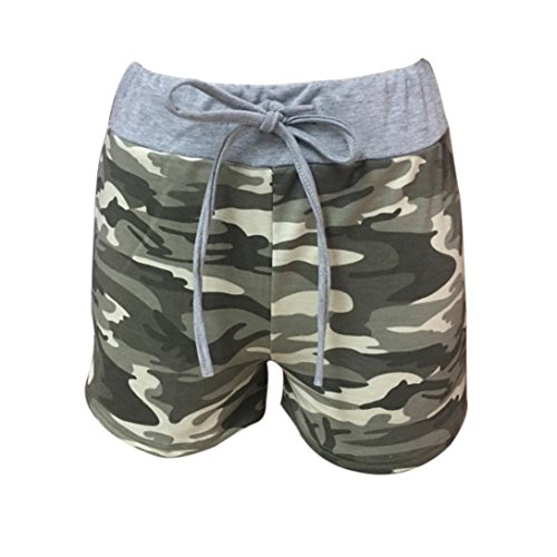 RETUROM-pantalones cortos -Pantalones Cortos para Mujer, Yoga de Entrenamiento de señora Summer Camouflage Yoga Hot Shorts Shorts Casuales (M, Verde)