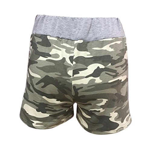 RETUROM-pantalones cortos -Pantalones Cortos para Mujer, Yoga de Entrenamiento de señora Summer Camouflage Yoga Hot Shorts Shorts Casuales (M, Verde)