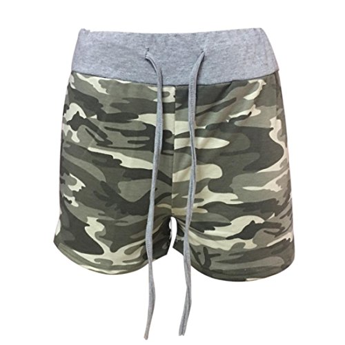 RETUROM-pantalones cortos -Pantalones Cortos para Mujer, Yoga de Entrenamiento de señora Summer Camouflage Yoga Hot Shorts Shorts Casuales (M, Verde)