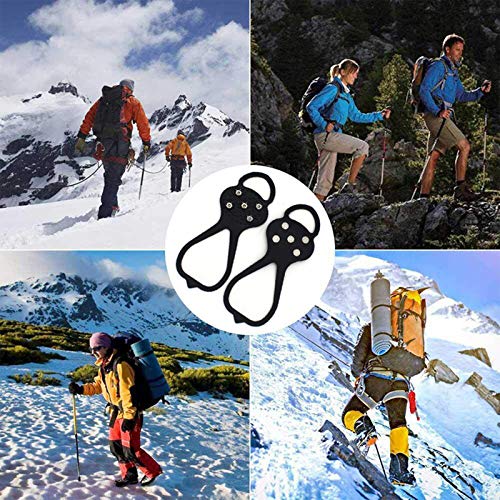 RETW Crampones Grippers, Ice Walk Traction Tacos - Cubierta antideslizante para tacos (negro)