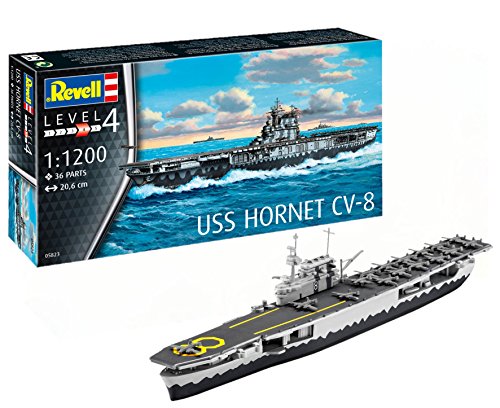 Revell Barco de Guerra USS Hornet CV-8, Kit Modelo, Escala 1: 1200 (5823) (05823), Multicolor, 20,6 cm de Largo Revell Barco de Guerra USS Hornet CV-8, Kit Modelo, Escala 1: 1200 (5823) (05823), Multicolor, 20,6 cm de Largo