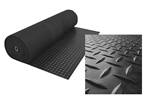 Revestimiento de Caucho Antideslizante| Suelo de Goma PVC Negro 1mm Diseño Estrias (140_x_250 CM)