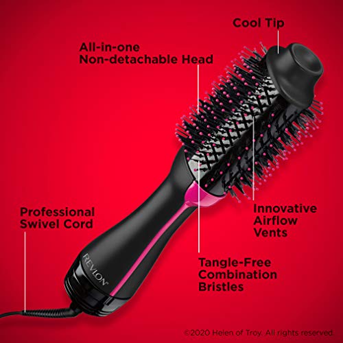 Revlon Pro Collection Salon One-Step - Secador y volumizador de pelo (3 posiciones de calor, 2 velocidades, revestimiento cerámico, mango ergonómico), negro y rosa