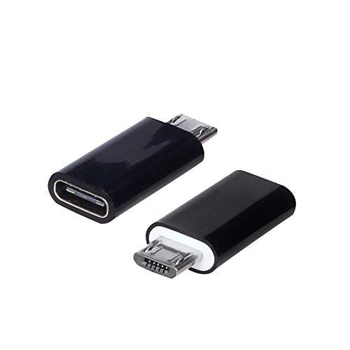 REY - Adaptador Conversor Carga Datos USB 3.1 Tipo C Hembra a Micro USB Macho Negro