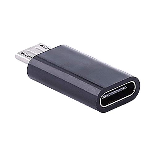 REY - Adaptador Conversor Carga Datos USB 3.1 Tipo C Hembra a Micro USB Macho Negro