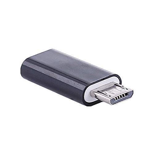 REY - Adaptador Conversor Carga Datos USB 3.1 Tipo C Hembra a Micro USB Macho Negro